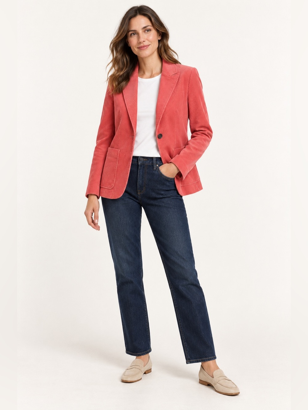 Boden Victoria Coral Corduroy Blazer Jacket US 8R Preppy Classic